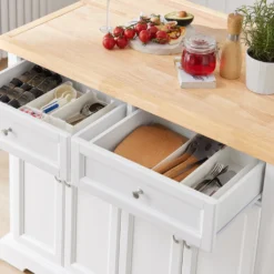 SoBuy FKW71-WN Kücheninsel Küchenwagen Mit Erweiterbarer Arbeitsplatte Küchenschrank Servierwagen Holz Weiß BHT Ca.: 115x92x46-71cm -Küchenutensilien Laden 6f7aa00851689c0121418f8dbb6830b4