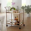 WOHNLING Design Servierwagen Dunkles Gold 2 Ebenen Mit Bremsen | Beistelltisch Auf Rollen | Speisewagen Mit Glasplatte | Küchenwagen | Teewagen -Küchenutensilien Laden 708fa0559882609a192d7bc00ba70e28