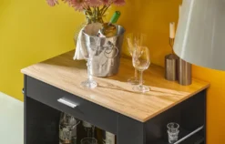 SoBuy FKW113-SCH Servierwagen Küchenwagen Kücheninsel Küchenschrank Rollwagen Mikrowellenschrank Küchenrollwagen Schwarz BHT Ca.: 82x88x46cm -Küchenutensilien Laden 70c100164150814dbd181d251e2c4756