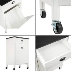 ONVAYA® Küchenwagen Anton Mit Mülleimer | Küchenrollwagen Aus Holz | Beistellwagen Für Die Küche | Nischenwagen Auf Rollen | Mit Schublade & Mülltrennsystem | Weiß -Küchenutensilien Laden 7489694370d51c8fbbdd0d2557ce9ffd