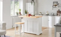 SoBuy FKW71-WN Kücheninsel Küchenwagen Mit Erweiterbarer Arbeitsplatte Küchenschrank Servierwagen Holz Weiß BHT Ca.: 115x92x46-71cm -Küchenutensilien Laden 7490c484f0d29f2db14146302b6bc519