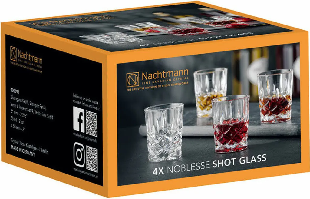 Nachtmann 100694 Noblesse Stamper Kristallglas, 55 Ml, H: 6,1 Cm, ø 5 Cm, Klar (4er Pack) 8 Nachtmann 100694 Noblesse Stamper Kristallglas, 55 Ml, H: 6,1 Cm, ø 5 Cm, Klar (4er Pack) – Bild 6