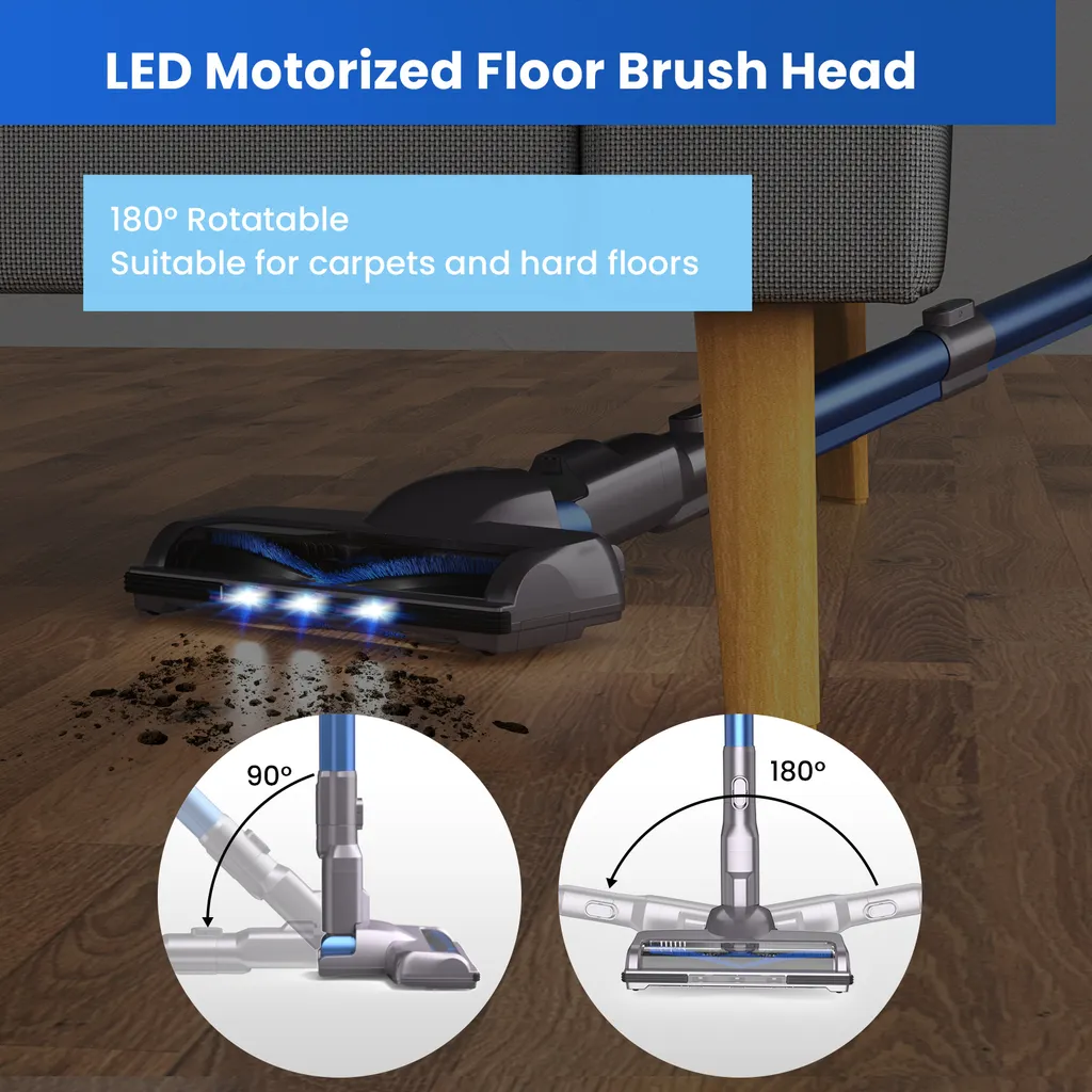 Greenote Akku Staubsauger, 23000PA Staubsauger Kabellos 4 In 1, 200W Mit Doppeltem Digitalmotor LED Elektrobürste Staubsauger, Bis Zu 35 Minuten, Leiser Handstaubsauger, Für Tierhaar Teppich Autos 10 Greenote Akku Staubsauger, 23000PA Staubsauger Kabellos 4 In 1, 200W Mit Doppeltem Digitalmotor LED Elektrobürste Staubsauger, Bis Zu 35 Minuten, Leiser Handstaubsauger, Für Tierhaar Teppich Autos – Bild 8