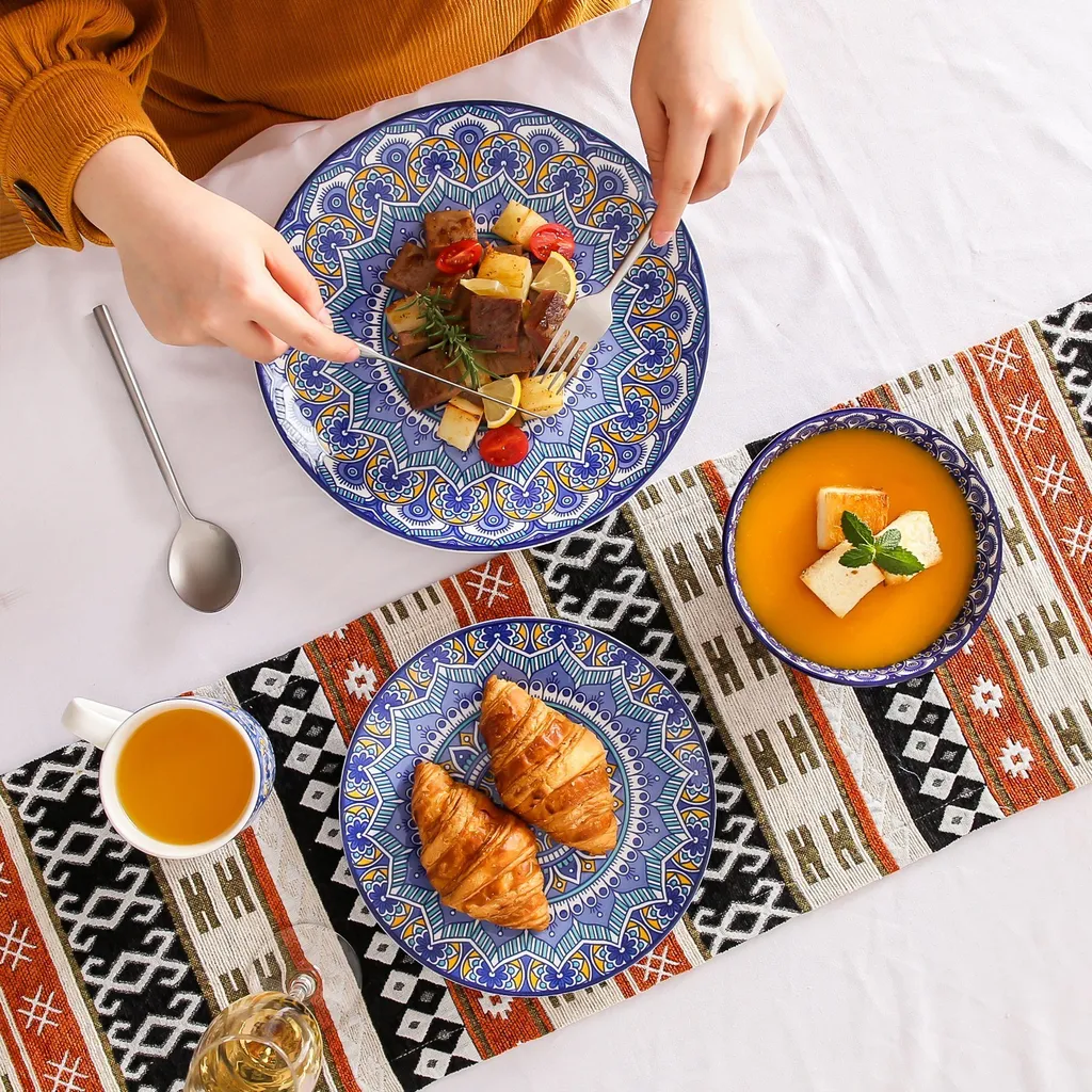 Vancasso Tafelservice Porzellan, Mandala 16 Teiliges Essgeschirr Kombiservice, Handbemaltes Geschirrset Für 4 Personen, Böhmischer Stil 9 Vancasso Tafelservice Porzellan, Mandala 16 Teiliges Essgeschirr Kombiservice, Handbemaltes Geschirrset Für 4 Personen, Böhmischer Stil – Bild 7