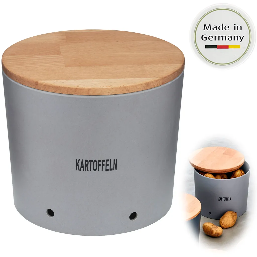 LS-LebenStil Natur Design Holz Kartoffeltopf 23x20cm Mad E In Germany Grau Silber 3 LS-LebenStil Natur Design Holz Kartoffeltopf 23x20cm Mad E In Germany Grau Silber