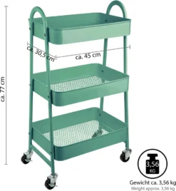ONVAYA® Servierwagen Silvio | Beistellwagen | Mint | 30,5 X 45 X 77 Cm | 3 Fächer | Multifunktionswagen | Transportwagen | Allzweckwagen | Küchentrolley | Nischenregal -Küchenutensilien Laden 7674d0418c20acd386d9b22e43eb2087