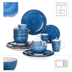 Vancasso Bella Steinzeug Kombiservice, 16 Teilig Geschirrset Für 4 Personen, Mit Je 4 Dessertteller, Speiseteller, Müslischalen, Kaffeebecher, Blau 12 Vancasso Bella Steinzeug Kombiservice, 16 Teilig Geschirrset Für 4 Personen, Mit Je 4 Dessertteller, Speiseteller, Müslischalen, Kaffeebecher, Blau -Küchenutensilien Laden 769dddf49ae38b98f01be3b9d8df5cf5