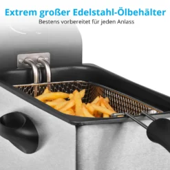 MEDION MD 18084 Fritteuse (2.000 Watt, 3L Ölbehälter, Hochwertiges Edelstahlgehäuse, Temperatureinstellung Bis 190° C) Silber -Küchenutensilien Laden 7c4ed56e62ead9116b457521115dbbaf