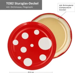 12x Einmachgläser 720ml Deckel Mit Fliegenpilz-Dekor Twist-Off TO 82 + Rezeptheft -Küchenutensilien Laden 8436bf33250ec2e2f6f85bf90c70d9b0