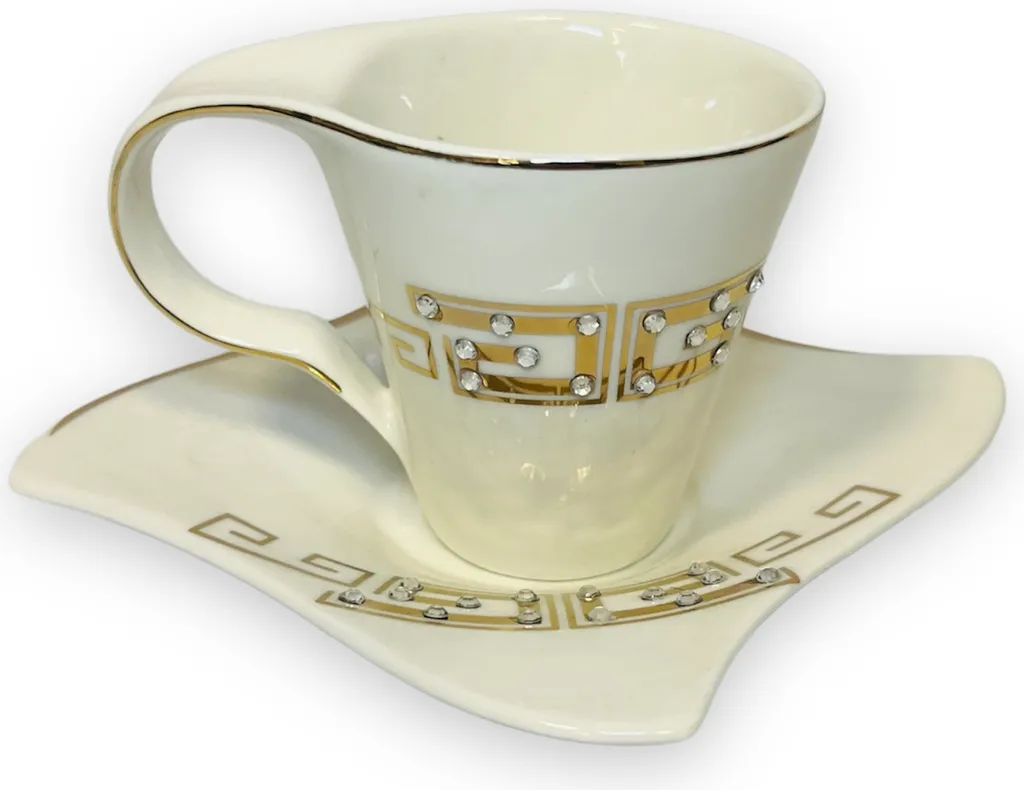 12-teiliges Medusa Mäander Kaffeeservice Mit Goldschliff Kaffeetassen Für 6 Personen 6 Tassen + 6 Untertassen Weiß-Gold Genießen Servieren Kaffee 7 12-teiliges Medusa Mäander Kaffeeservice Mit Goldschliff Kaffeetassen Für 6 Personen 6 Tassen + 6 Untertassen Weiß-Gold Genießen Servieren Kaffee – Bild 5