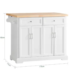 SoBuy FKW71-WN Kücheninsel Küchenwagen Mit Erweiterbarer Arbeitsplatte Küchenschrank Servierwagen Holz Weiß BHT Ca.: 115x92x46-71cm -Küchenutensilien Laden 86bdccd182241e998cb80fdceb324eb4