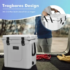 COSTWAY 31L Kühlbox Strapazierfähig Kühler Mit Korb & Getränkehalter Griffen & Fischlineal Eiskühler Tragbar Kälte Bis 9 Tage Weiß -Küchenutensilien Laden 86e7587232e0ae9bc9e2f2b545230a75