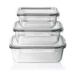 GOURMETmaxx Glas-Frischhaltedosen Klick-it Mit Mikrowellen-Ventil - 6-teilig - Grau