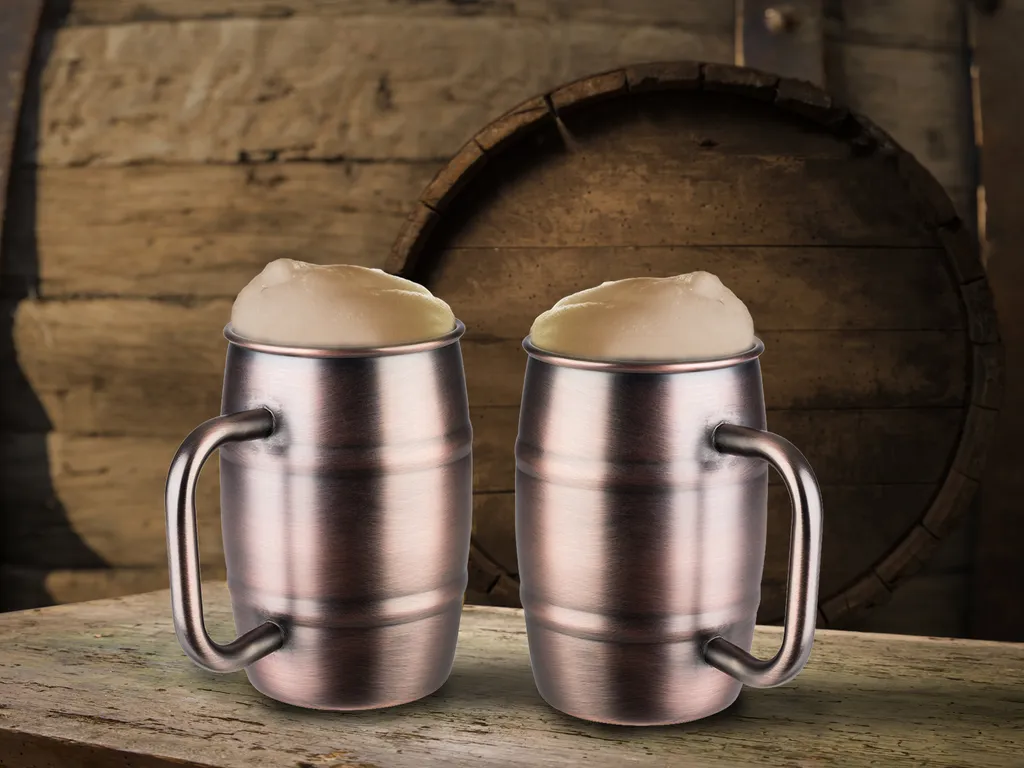 APS Bierkrug 2-er Set Humpen Aus Edelstahl Kupferbecher Bierseidel Metallbecher 5 APS Bierkrug 2-er Set Humpen Aus Edelstahl Kupferbecher Bierseidel Metallbecher – Bild 3