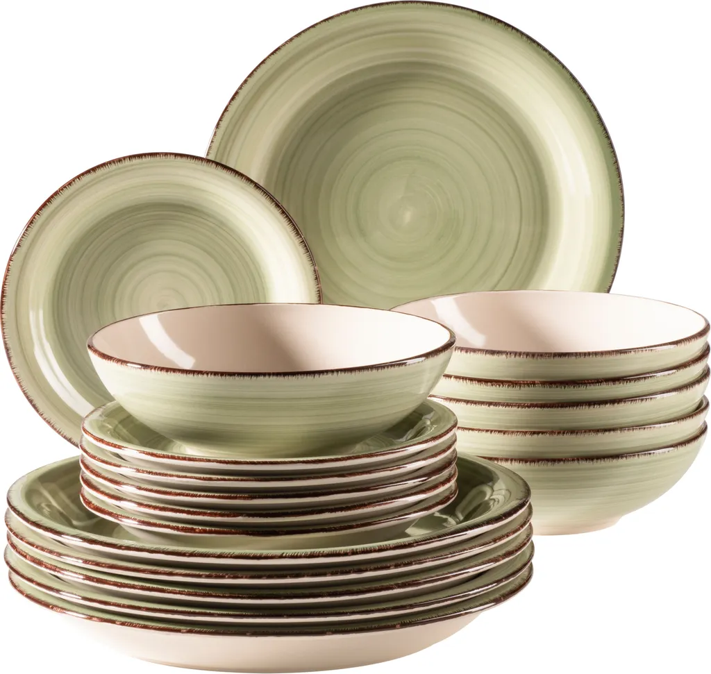 Mäser 931876 Tafelservice Lumaca Für 6 Personen, Steinzeug, Olivegrün (1 Set, 18-teilig) 3 Mäser 931876 Tafelservice Lumaca Für 6 Personen, Steinzeug, Olivegrün (1 Set, 18-teilig)