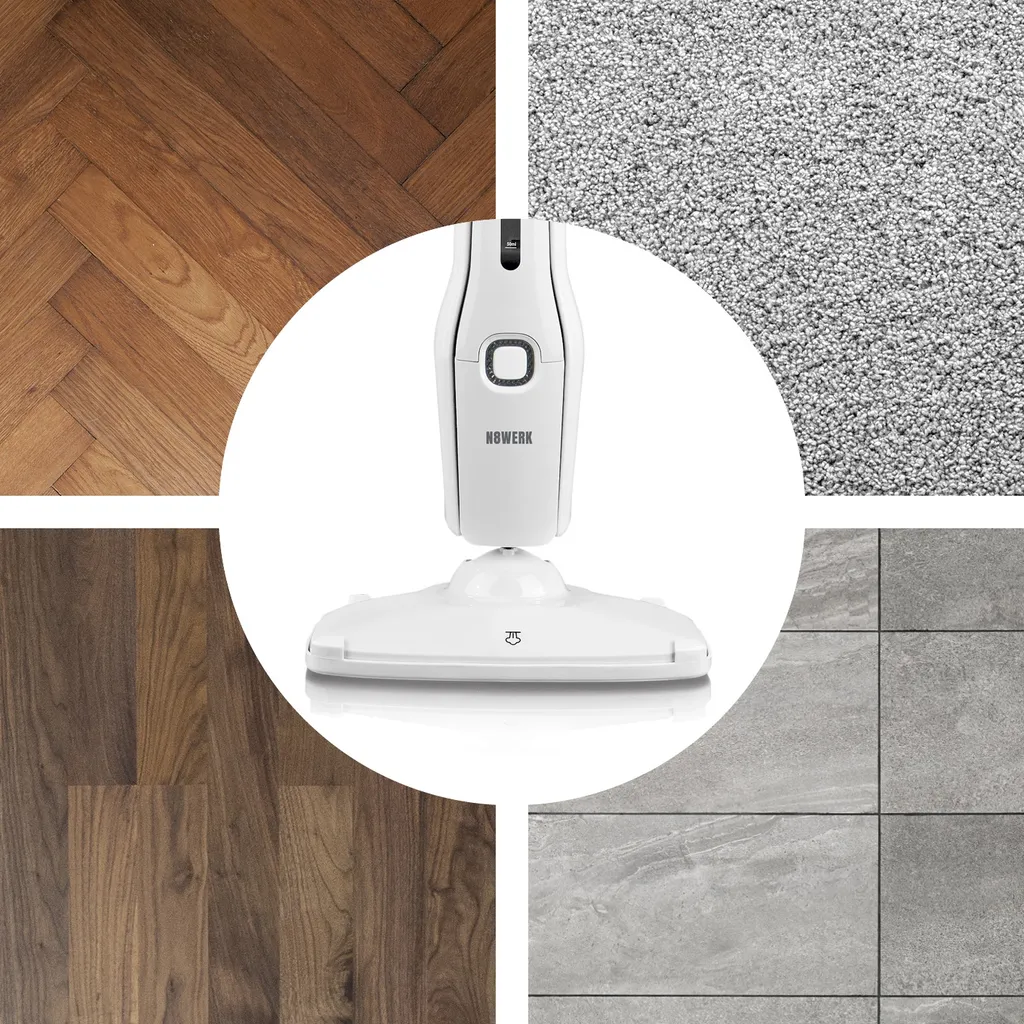 N8WERK Dampfbesen Moonlight White Edition Dampfbesen Dampfreiniger Fliesen Dampf Steam Teppich Hygiene Reiniger 1300W Mopp 4 N8WERK Dampfbesen Moonlight White Edition Dampfbesen Dampfreiniger Fliesen Dampf Steam Teppich Hygiene Reiniger 1300W Mopp – Bild 2