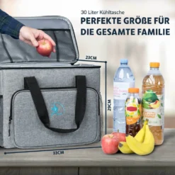 Obics - Kühltasche Gross Faltbar 30l Kuehlbox Isoliertasche Grau Für Essen In Tupperware Für Auto Mit Fächer Lunchtasche Camping Zubehör Für Picknick Essenstasche Isoliert Und Wasserdicht Für Arbeit -Küchenutensilien Laden 8a5a0d09c5dd559cfe89cf5aa8e8a0bb