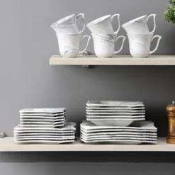 MALACASA, AMPARO 30 Tlg. Marmor Porzellan Geschirrset Kombiservice Tafelservice Mit Kaffeetassen, Unterteller, Dessertteller, Suppenteller, Speiseteller Für 6 Personen -Küchenutensilien Laden 8b6ac6c80d49cea3008ae8f9bb9e5121