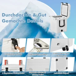 COSTWAY 31L Kühlbox Strapazierfähig Kühler Mit Korb & Getränkehalter Griffen & Fischlineal Eiskühler Tragbar Kälte Bis 9 Tage Weiß -Küchenutensilien Laden 8c3815d15af6223a6f57a54918219c22