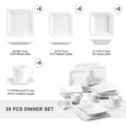 MALACASA, Serie Joesfa, 30 Tlg. Cremeweiß Porzellan Geschirrset Kombiservice Tafelservice Im Eleganten Design Mit Je 6 Tassen, 6 Untertassen, 6 Dessertteller, 6 Suppenteller Und 6 Speiseteller 13 MALACASA, Serie Joesfa, 30 Tlg. Cremeweiß Porzellan Geschirrset Kombiservice Tafelservice Im Eleganten Design Mit Je 6 Tassen, 6 Untertassen, 6 Dessertteller, 6 Suppenteller Und 6 Speiseteller -Küchenutensilien Laden 8c5b8b638b93c0d260aade35c38c8866