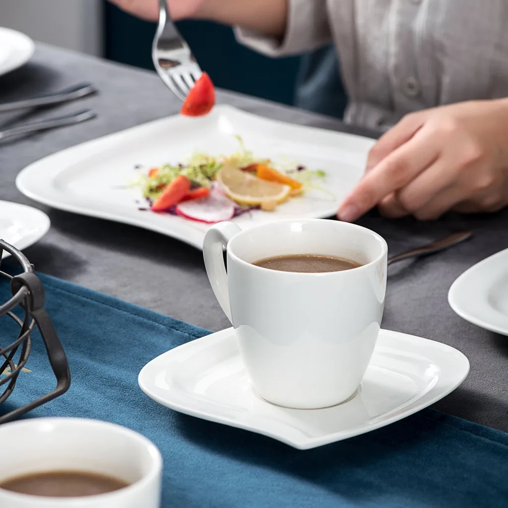 MALACASA, Serie Elvira, 36 Teilig Cremeweiß Porzellan Geschirrset Tafelservice Kaffeeservice Mit Tassen, Untertassen, Dessertteller Für 12 Person 5 MALACASA, Serie Elvira, 36 Teilig Cremeweiß Porzellan Geschirrset Tafelservice Kaffeeservice Mit Tassen, Untertassen, Dessertteller Für 12 Person – Bild 3