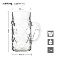 6er Set Maßkrug 1 Liter Geeicht Bierkrug Mit Henkel Bierglas Perfekt Geeignet Für Gastronomie -Küchenutensilien Laden 913be6866a491ce8220bc4aafba0198a