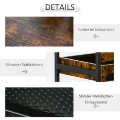 HOMCOM Küchenwagen Küchenrollwagen Servierwagen 3-stöckige Küchenregal Industrie-Design Mit Verstellbaren Füßen Rustikales Braun 80 X 40 X 90 Cm -Küchenutensilien Laden 91cb9f9efa619585d7d9dc8efffd6e88