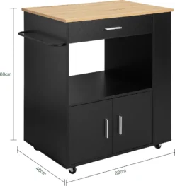 SoBuy FKW113-SCH Servierwagen Küchenwagen Kücheninsel Küchenschrank Rollwagen Mikrowellenschrank Küchenrollwagen Schwarz BHT Ca.: 82x88x46cm -Küchenutensilien Laden 930524b9e330e9acf576aad273ef69ed