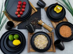 CreaTable 22978 Kombiservice Uno BLACK Für 4 Personen, Steinzeug, Schwarz (1 Set, 16-teilig) -Küchenutensilien Laden 93176ceb2ef1a30ebea6e72bcda2f302