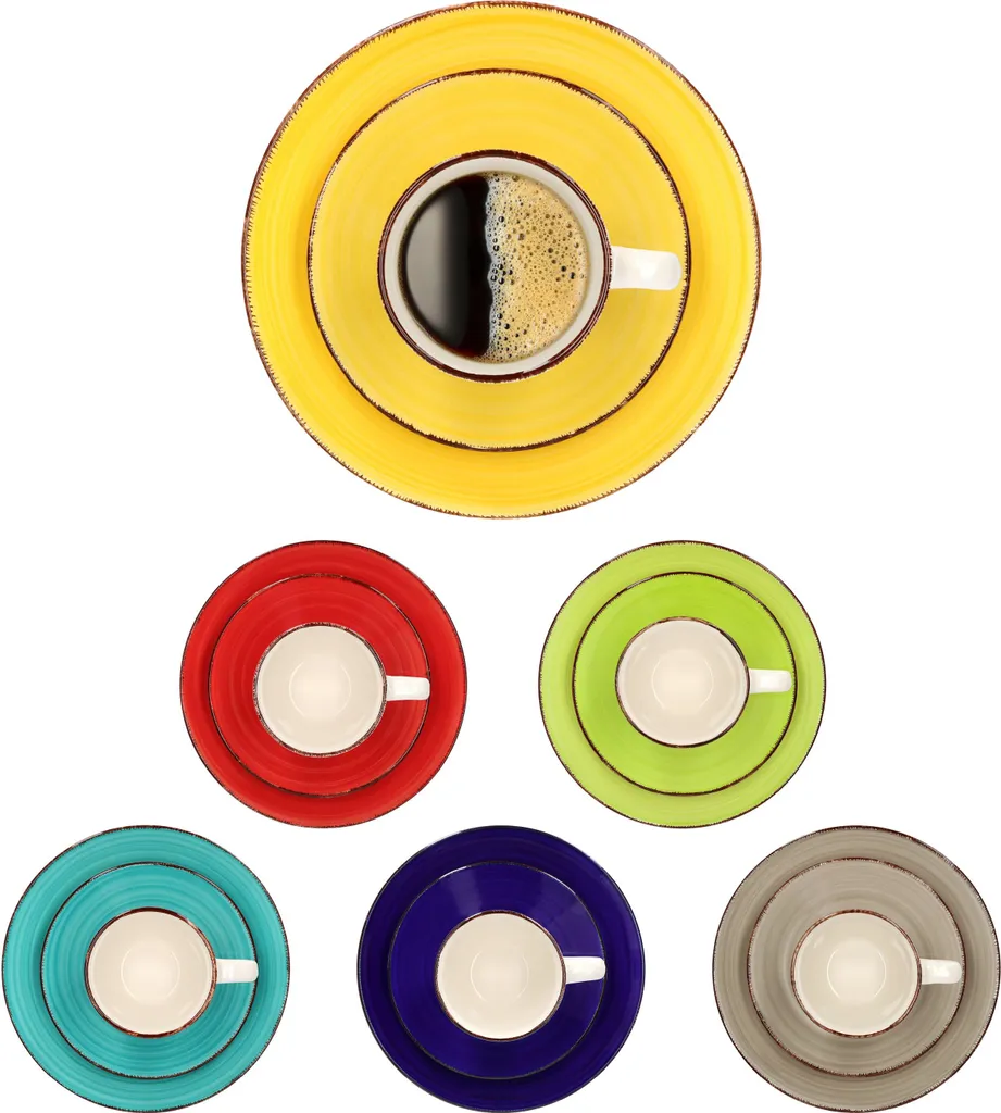 18tlg Kaffeeservice Malaga Kaffee Tee-Gedeck 6Pers Kaffeetassen Dessertteller Abstrakt Handbemalt 4 18tlg Kaffeeservice Malaga Kaffee Tee-Gedeck 6Pers Kaffeetassen Dessertteller Abstrakt Handbemalt – Bild 2