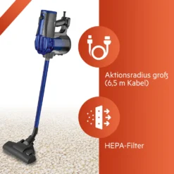 Clatronic Bodenstaubsauger, 2in1 Boden- Und Handstaubsauger, Vacuum Cleaner, Staubsauger Beutellos, Staubsauger Mit HEPA-Filter, Mikrofiltersystem, 600 Watt, Anthrazit/blau, BS 1306 N -Küchenutensilien Laden 96fdf04b2f2e00126b45838fcca0ce79