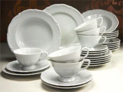 CreaTable 16135 Kombiservice Maria Theresia Für 6 Personen, Porzellan, Weiß (1 Set, 30-teilig) -Küchenutensilien Laden 9a3574dd2e38ac2d666e4bf76119752f