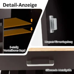 COSTWAY Küchenwagen Auf Rollen, Kücheninsel Mit Schublade, Weinregal, Offene Regale & Handtuchhalter, Platzsparender Servierwagen, Für Küche, Esszimmer, Bar, Braun -Küchenutensilien Laden 9a77c0a572de89ba2f8852d7118c536e