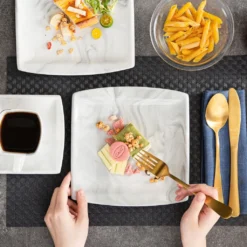 MALACASA, Serie Blance, 36 Tlg. Set Marmor Porzellan Kaffeeservice Geschirrset, Mit 12 Stück Kuchenteller, 12 Stück 180ml Tasse Und 12 Stück Untertasse Für 12 Personen -Küchenutensilien Laden 9d00a7e58dc442abdb5ca08ab4ab17d9