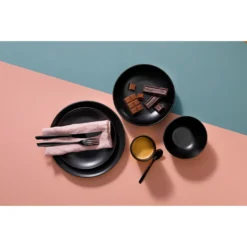 Mammoet Moon Geschirrset 6 Personen, Steingut, Bestehend Aus Tiefen Und Flachen Tellern Sowie Schalen – Je 6 Stück, Matt Schwarz, Moderne Form, Spülmaschinenfest -Küchenutensilien Laden a37967058c9525d9c789182f0c325e72