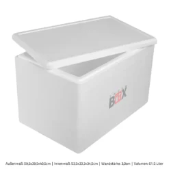 Styroporbox 61W | Wand: 3,0cm | Volumen: 61,5L | Innenmaß:53x33x34cm | Weiß Isolierbox Thermobox Kühlbox Warmhaltebox -Küchenutensilien Laden a43d9c6666702fcabfe2cfccd8f2b48d
