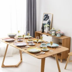 VEWEET Tafelservice 'SPARK' Aus Porzellan, 60-tlg Kombiservice, Kaffeetassen, Untertasse, Dessertteller, Speiseteller Und Suppenteller, Komplettservice Für 12 Personen -Küchenutensilien Laden a57c6649adea703a14896bc9ca922661