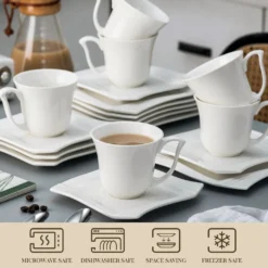MALACASA, Serie Amparo, 36 Teilig Set Cremeweiß Porzellan Kaffeeservice Dessertteller Kaffeetasse Mit Untertasse 11 MALACASA, Serie Amparo, 36 Teilig Set Cremeweiß Porzellan Kaffeeservice Dessertteller Kaffeetasse Mit Untertasse -Küchenutensilien Laden a5dbb72af98f894549c593e77669849b