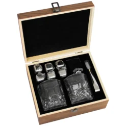 Whisky Geschenk-Set Mit 2 Gläsern, Eiswürfeln Aus Edelstahl, Zange, Samtbeutel In Einer Schönen Holzbox -Küchenutensilien Laden a7370374f663eab5310c55346d82fcaa