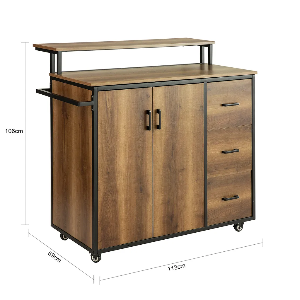 SoBuy KNL02-PF Design Küchenwagen Mit Arbeitsplatte Kücheninsel Küchenschrank Sideboard Auf Rollen Küchentrolley Vintage BHT Ca.: 113x106x69cm 7 SoBuy KNL02-PF Design Küchenwagen Mit Arbeitsplatte Kücheninsel Küchenschrank Sideboard Auf Rollen Küchentrolley Vintage BHT Ca.: 113x106x69cm – Bild 5