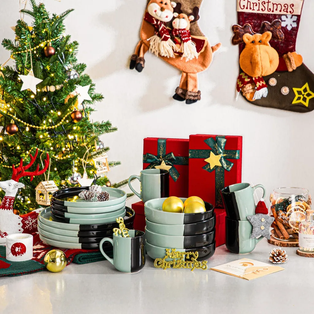 Vancasso Aria Tafelservice Für 8 Personen (32-teilig) Mit Tellern, Schalen Und Tassen, Schwarz Und Türkis 10 Vancasso Aria Tafelservice Für 8 Personen (32-teilig) Mit Tellern, Schalen Und Tassen, Schwarz Und Türkis – Bild 8