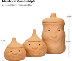 Mambocat 3tlg. Terrakotta-Töpfe Set Knoblauchtopf + Zwiebeltopf + Kartoffeltopf Vorrats-Dosen -Küchenutensilien Laden a7df77fb7756d9382ec826d2023edd8b