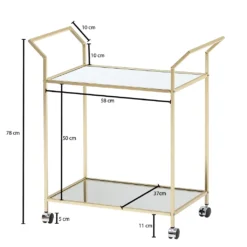 WOHNLING Design Servierwagen Gold 73x78x37 Cm Küchenwagen Glas / Metall | Mobiler Beistelltisch | Speisewagen Mit Glasplatte | Teewagen Mini Bar Auf 4 Rollen -Küchenutensilien Laden a98a289acd9f7dfd5dfed9a6418438d8