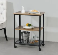 Servierwagen Barwagen Mit Ablage Beistellwagen Allzweckwagen Rollwagen Schwarz/holzfarben [en.casa] -Küchenutensilien Laden a9f61fd95f30cf816f94686a5fb83017