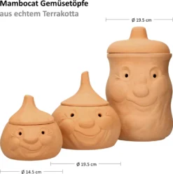 Mambocat 3tlg. Terrakotta-Töpfe Set Knoblauchtopf + Zwiebeltopf + Kartoffeltopf Vorrats-Dosen -Küchenutensilien Laden aab4d955dd4269cff5bd7b4ed612d92c