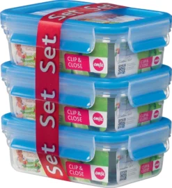 Emsa Clip & Close Frischhaltedosen 3er-Set á 0,55 L, Blau -Küchenutensilien Laden aad1a7c308f9db225c14baa97382cf7b