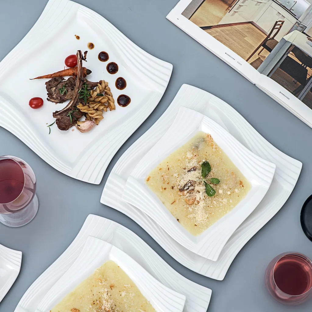 MALACASA, Serie Amparo, Porzellan Tafelservice 24 Tlg. Kombiservice 12 Speiseteller Und 12 Suppenteller Für 12 Personen 7 MALACASA, Serie Amparo, Porzellan Tafelservice 24 Tlg. Kombiservice 12 Speiseteller Und 12 Suppenteller Für 12 Personen – Bild 5