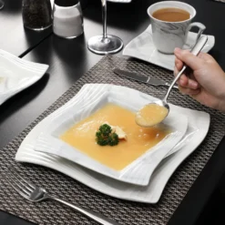 MALACASA, AMPARO 30 Tlg. Marmor Porzellan Geschirrset Kombiservice Tafelservice Mit Kaffeetassen, Unterteller, Dessertteller, Suppenteller, Speiseteller Für 6 Personen -Küchenutensilien Laden af80c7b0362205422fff5072a71212e8