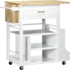 HOMCOM Küchenwagen, Rollwagen, Küchenschrank Mit Arbeitsplatte Aus Gummiholz, Trolley, Beistellwagen Auf Rollen, Servierwagen Mit Schublade, Werkzeugkasten Für Küche, Weiß, 89 X 48 X 89 Cm -Küchenutensilien Laden b306e9fdf714a8394c18729646da0070