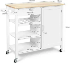 COSTWAY Küchenwagen Auf Rollen, Kücheninsel Mit Schublade, Weinregal, Offene Regale & Handtuchhalter, Platzsparender Servierwagen, Für Küche, Esszimmer, Bar, Weiß -Küchenutensilien Laden b3b734fc4f13120898a051c52c8cf395